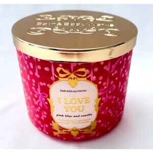 Bath & Body Works I Love You Pink Lilac and Vanilla 3 Wick‎ Candle